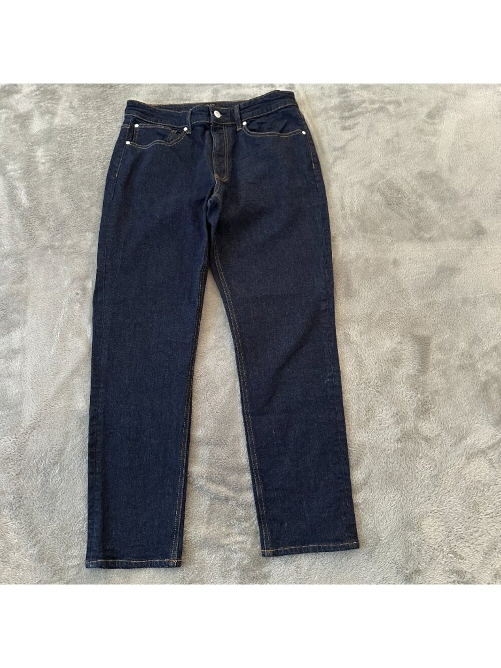 Quince Warren Straight Slim Stretch Jeans Men's 33x30 (29) Clean Rinse Dark Wash